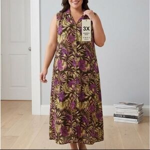 Erika Floral Maxi Dress - Purple and Brown. Size 3X